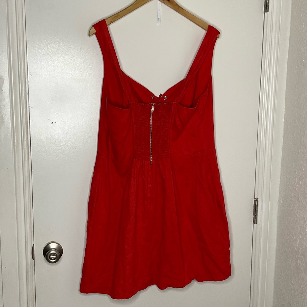 Reformation Red Lace-Up Mini Dress - Picture 6 of 14